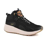 Bota de excursionismo Skechers Sparrow 2.0 - Mt. Goddess, color negro con detalles en dorado. Cuenta con cordones, capellada de malla y durabuck sintético, plantilla Skechers Memory Foam y suela de tracción de caucho flexible.