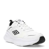 Championes urbanos Umbro Dash, color blanco con detalles en negro, con logo de la marca en el lateral y suela gruesa.