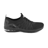 Championes Skechers Active Air negros, tipo slip-on, con capellada de tejido técnico Stretch Fit, cordones elásticos fijos, plantilla Skechers Air-Cooled Memory Foam y suela de tracción flexible.