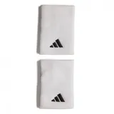 Par de muñequeras Adidas Tennis color blanco con logo bordado en negro.
