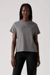Remera gris de algodón con logo de Levi's estampado en el pecho.