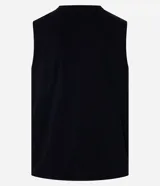 Musculosa negra de algodón con cuello redondo y corte comfort. Estampa frontal con lettering y un oso.