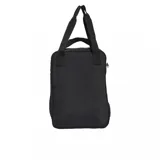 Bolso Adidas negro con doble asa de mano y logo de la marca en relieve.