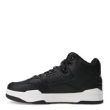 Championes de estilo botita color negro, con suela blanca y logo de la marca en el lateral.