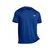 Remera deportiva Under Armour Launch Sleeve, color azul con logo blanco en el pecho. Confeccionada en tejido suave, ligero y transpirable que capilariza el sudor y se seca rápidamente.