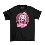 Remera negra de algodón con estampado de Britney Spears en un círculo rosa con una corona y la frase "It's Britney Bitch!".