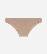 Bombacha de bikini celeste con textura acanalada y laterales de grosor medio.
