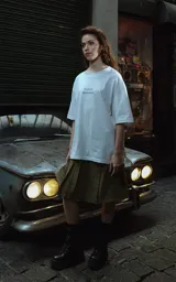 Remera blanca de algodón con estampado frontal que dice "Au revoir, shoshanna!" en letras negras.