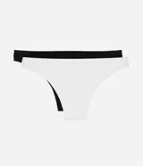 Kit de dos bombachas bikini de algodón con elastano, una blanca y otra negra.