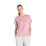Camiseta deportiva rosa de New Balance con logo blanco en el pecho.