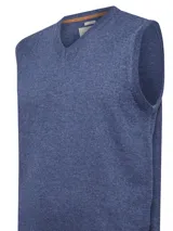 Chaleco gris de lana con cuello en V y calce regular.