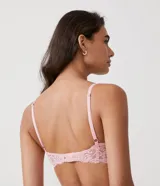 Soutien blanco de encaje floral, sin relleno y con aro.