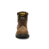 Bota de trabajo Caterpillar Second Shift color marrón, impermeable, con puntera de acero, suela antideslizante y protección contra riesgos eléctricos.