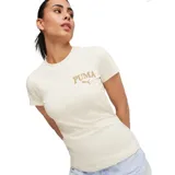 Remera negra de corte clásico con cuello redondo ribeteado en blanco y logo de Puma bordado en el pecho.