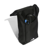 Bolso Adidas Tiro League negro con el logo de la marca en blanco. Tiene un asa de mano y cierre de cremallera.