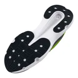 Zapatillas de running Under Armour Infinite para mujer, con capellada de tejido knit degradado en tonos gris y verde flúor, logo de la marca en el talón y suela blanca con tecnología HOVR.