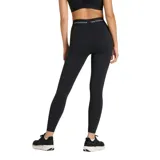 Calza de entrenamiento negra con cintura alta y logo de New Balance, confeccionada con tejido elástico de alto rendimiento.
