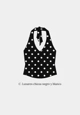 Top halter reversible con escote en V, confeccionado en tela estampada.