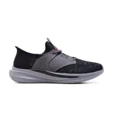 Zapato casual Skechers Slip-ins Relaxed Fit: Slade - Caster, color negro con detalles en gris. Diseñado con Heel Pillow, cordones elásticos, capellada de malla y material sintético, plantilla Skechers Air-Cooled Memory Foam y soporte Skechers Goga Mat Arch.