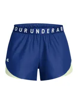 Short deportivo Under Armour Play Up 3.0 color lila con cintura elástica con logo y calza interior blanca.