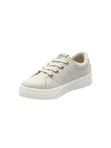 Sneaker de mujer en color beige, con diseño urbano y suela gruesa.