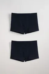 Pack de dos boxers cortos de algodón color azul marino con cintura elástica.