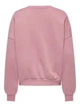 Sudadera rosa con cuello redondo, mangas largas con hombros caídos, puños y dobladillo elásticos. Estampado frontal con diseño de tigres, diamante y texto 'N.Y.L.C. Noble Youth Leisure Club'.