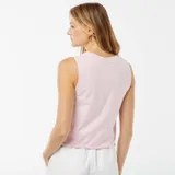 Musculosa rosa con estampa frontal del logo de la banda The Rolling Stones.