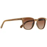 Lentes de sol con montura de madera color marrón claro y lentes marrones degradados.