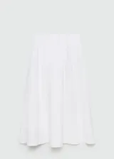 Falda midi evasé de algodón y lyocell color blanco, con tiro medio y cierre trasero invisible.