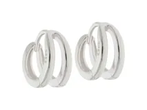 Par de aros tipo argolla de plata 925 con diseño de aro doble.