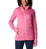 Campera polar Columbia con cierre frontal, bolsillos laterales con cierre y orificios para pulgares.