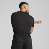 Remera deportiva Puma Ess Poly para hombre, color negro con logo blanco estampado en el pecho.