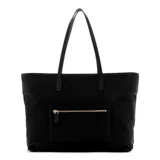 Bolso tote grande Guess Eco Gemma, color negro, confeccionado en poliéster, Eco-Nylon y PU sintético, con herrajes dorados. Incluye un monedero extraíble, doble asa de hombro y cierre con cremallera.