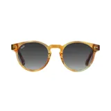 Lentes de sol Indie modelo Pacific con montura redonda de acetato color carey y lentes grises degradadas.