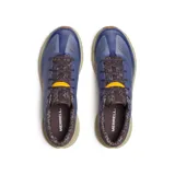 Zapatillas de trail running Merrell Agility Peak 5, color azul con detalles en amarillo y marrón.