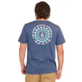 Remera violeta de manga corta con cuello redondo y estampado pequeño del logo de Volcom en el pecho.
