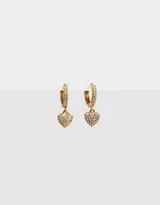 Aros argollas doradas con dije de corazón y cubic zirconia.