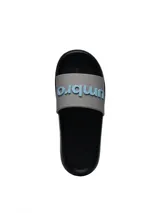 Ojotas grises con logo Umbro celeste.