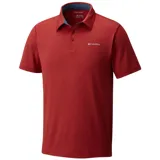 Polo de hombre Columbia Tech Trail, color blanco, de manga corta, con logo bordado en el pecho. Confeccionada en tejido hidroabsorbente Omni-Wick™ con elastano.