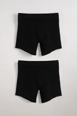 Pack de dos boxers largos de algodón negro con cintura elástica.