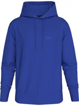 Buzo azul con capucha y cordones ajustables, de corte clásico y logo de Calvin Klein bordado en el pecho.