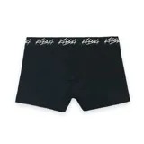 Pack de tres boxers de hombre, uno gris, uno azul marino y uno negro, con cintura elástica con logo Kaboa en blanco.