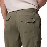 Pantalón de senderismo negro, de corte recto, con múltiples bolsillos con cierre de velcro y cremallera. Cuenta con presilla utilitaria en la cintura y cordón ajustable.