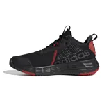 Championes de básquet Adidas Ownthegame, color negro con detalles en rojo y blanco. Exterior de malla y amortiguación Lightmotion.