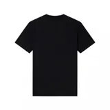 Remera de manga corta, cuello redondo, color negro, con el logo EA7 Emporio Armani estampado en tono gris oscuro en el centro del pecho.