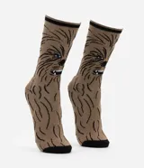 Medias marrones con diseño de Chewbacca de Star Wars, caña alta y puntera y talón negros.