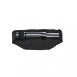 Riñonera Adidas negra con logo blanco estampado en el frente.