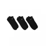 Pack de tres pares de medias Nike tobilleras, confeccionadas en tejido ligero y transpirable. Incluye un par gris, uno blanco y uno negro, todos con el logo de Nike bordado en el lateral.