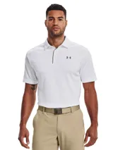 Remera polo Under Armour Tech color blanco con logo gris en el pecho.